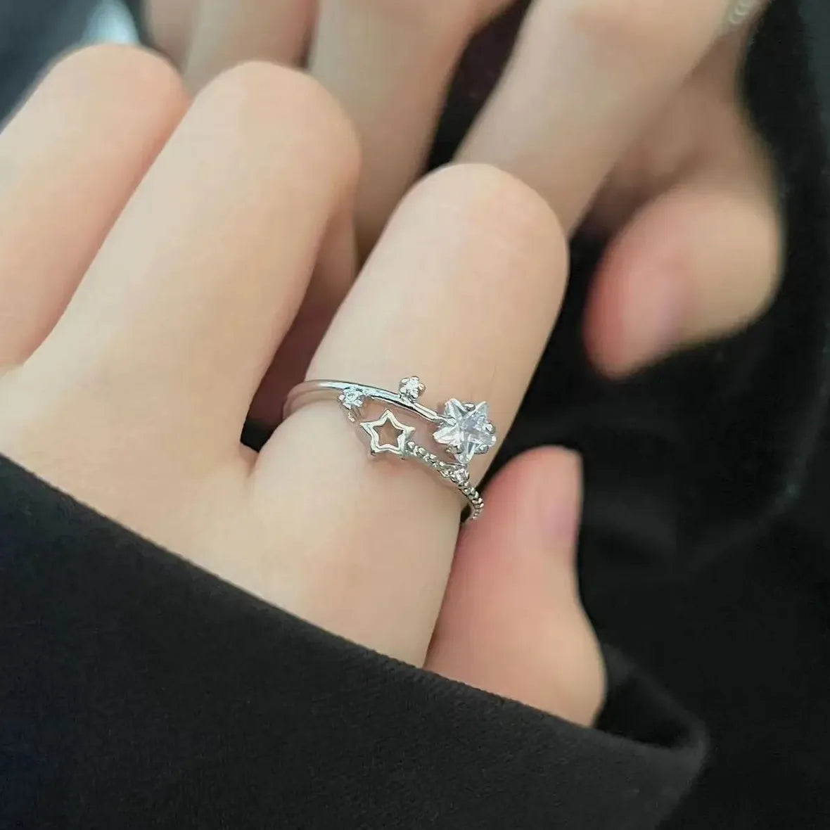 Adjustable Zircon Nail Ring for Women Retro Punk Jewelry Gift Trendy Geometric