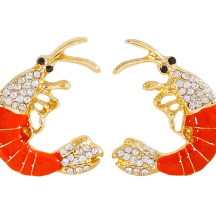 Vintage Red Drip Oil Lobster Zircon Drop Earrings Women Ocean Jewelry