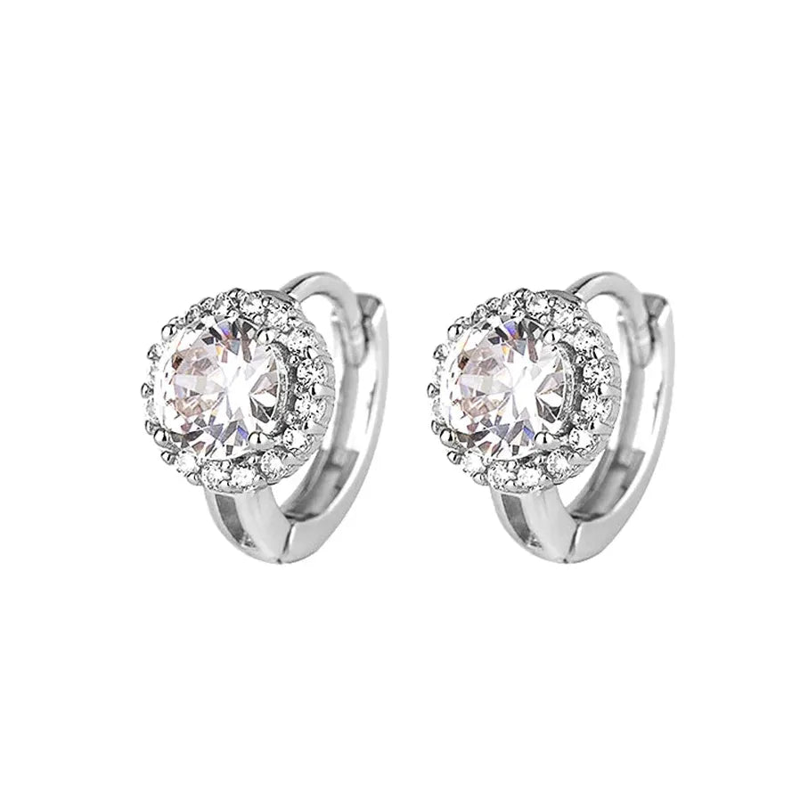 Dainty Geometric Hoop Earrings for Women with Cubic Zirconia Copper Alloy