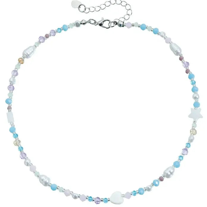 Adjustable Colourful Resin Heart Star Pearl Necklace for Women Gift