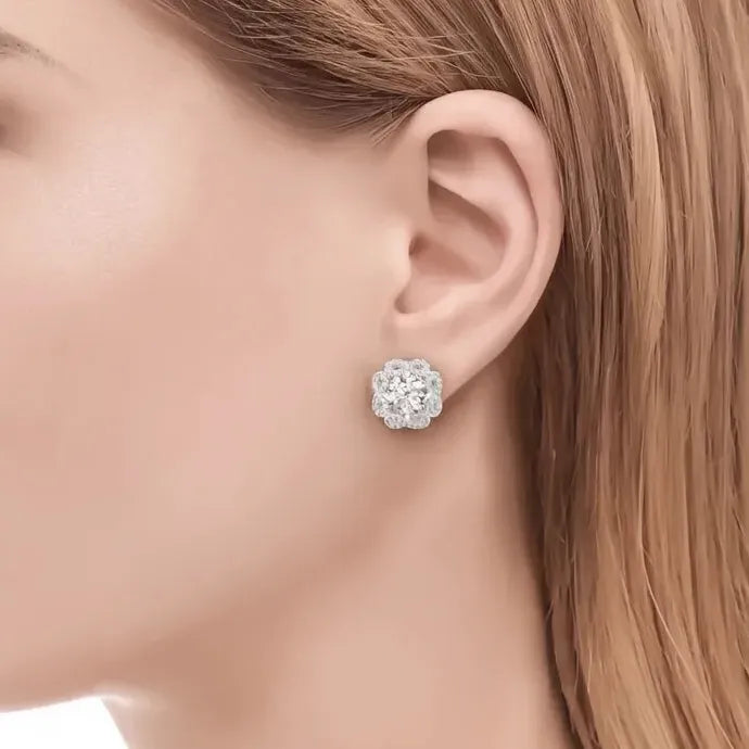 Geometric Cubic Zirconia Crystal Stud Earrings for Women Wedding Party Jewelry