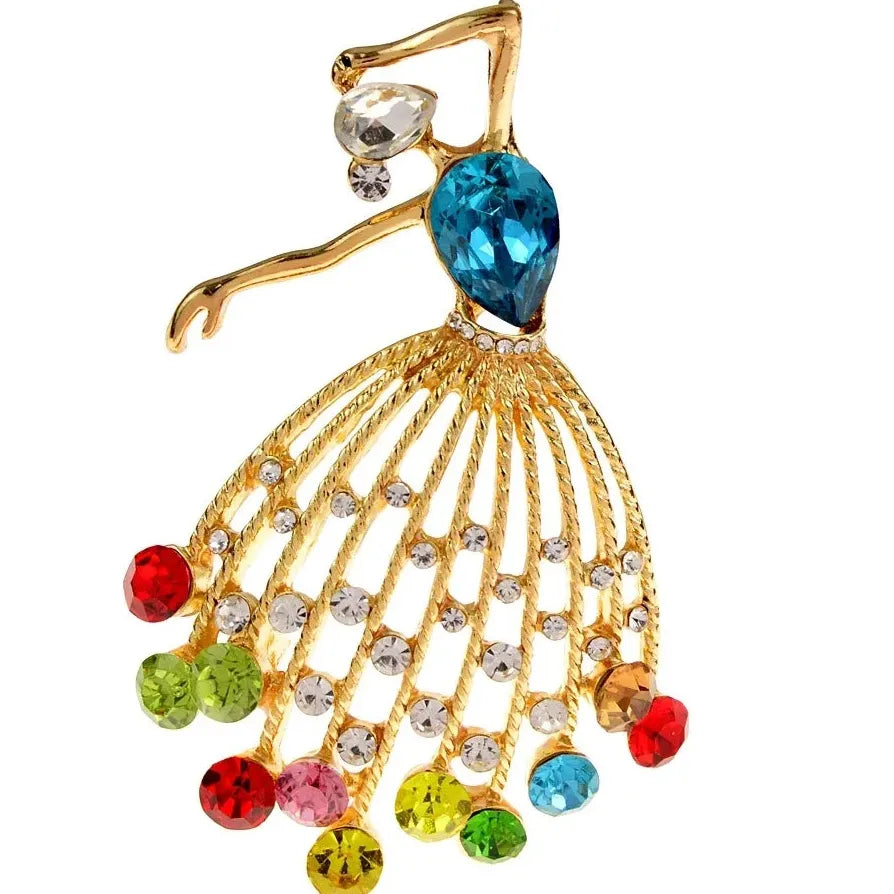 Vintage Rhinestone Ballet Girl Brooch Pin Elegant Gift for Women