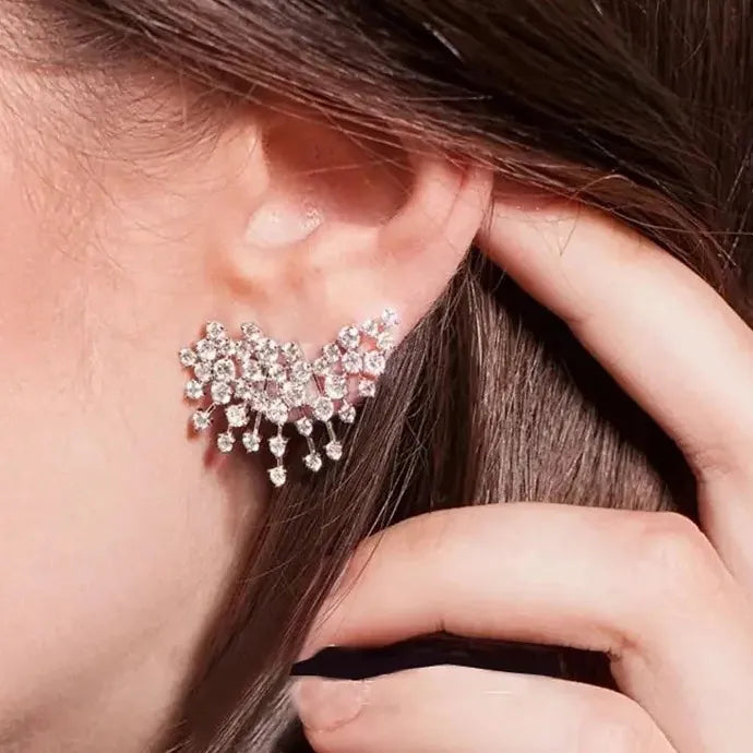 Women's Copper Cubic Zirconia Stud Earrings Sparkling Party Jewelry