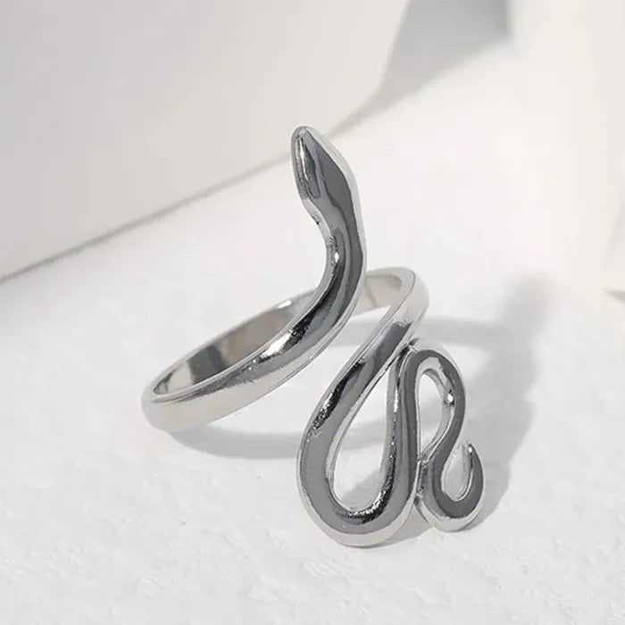 Adjustable Stainless Steel Gold Snake Ring Vintage Gothic Punk Jewelry Party