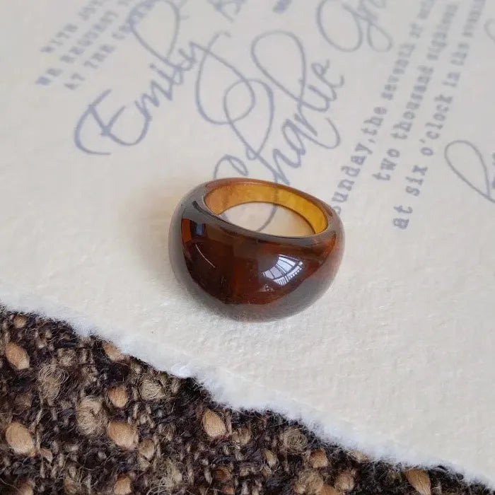 Vintage Brown Geometric Wide Rings Unisex Trendy Chunky Jewelry 2025