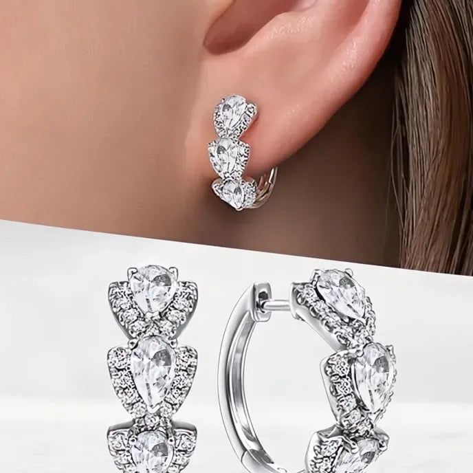 Luxury Blue Cubic Zirconia Geometric Hoop Earrings for Women Wedding Party Gift