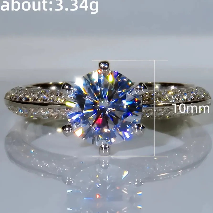 Classic Eternity Wedding Ring for Women 6-Prong Cubic Zirconia Band