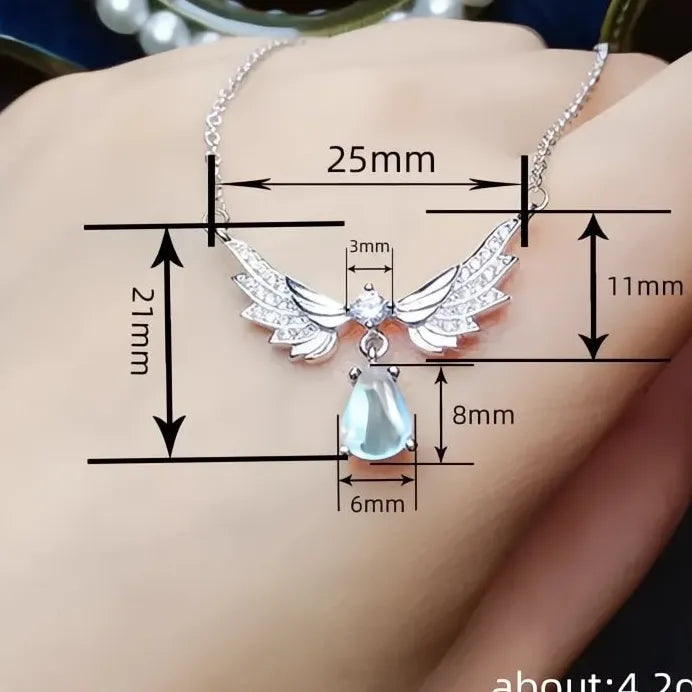 Geometric Imitation Moonstone Wing Pendant Necklace for Weddings & Parties
