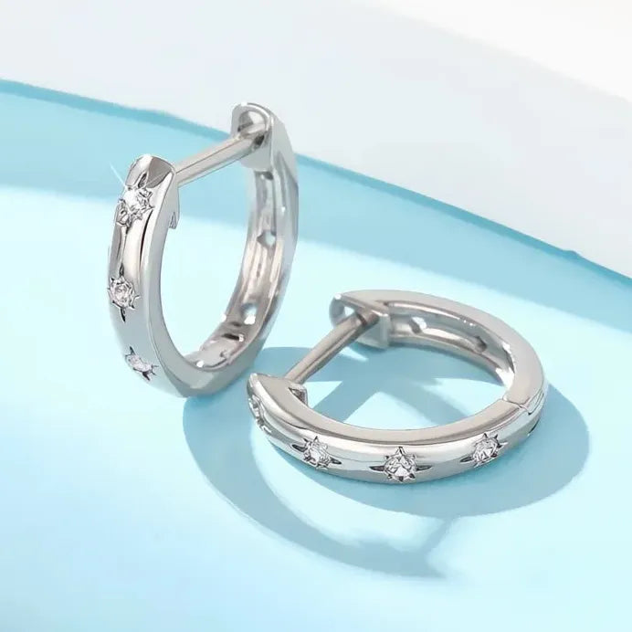 Star Hoop Earrings for Women with Sparkling Cubic Zirconia Jewelry