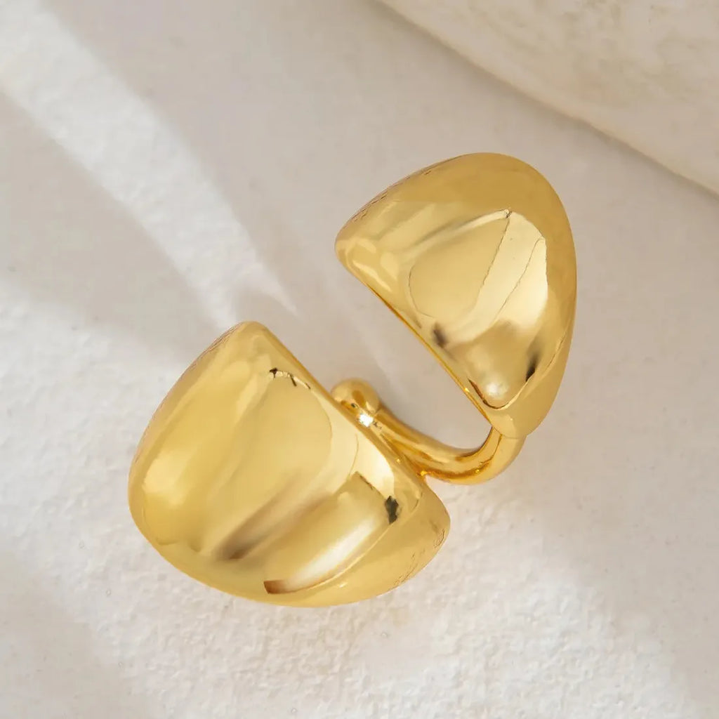 Vintage Zinc Alloy Double-Layer Clip Earrings Women Glossy C Shape Ear Cuff Y2K