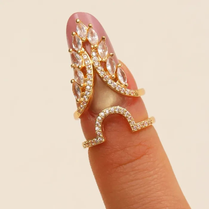 Adjustable Zircon Nail Ring for Women Retro Punk Jewelry Gift Trendy Geometric