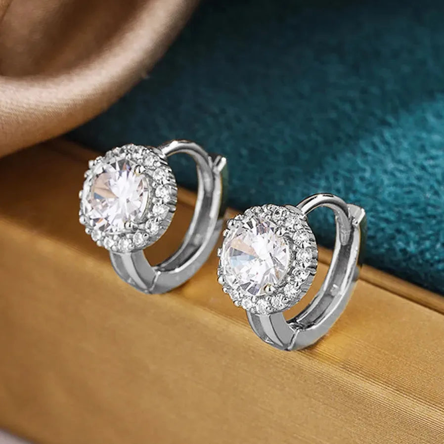 Dainty Geometric Hoop Earrings for Women with Cubic Zirconia Copper Alloy