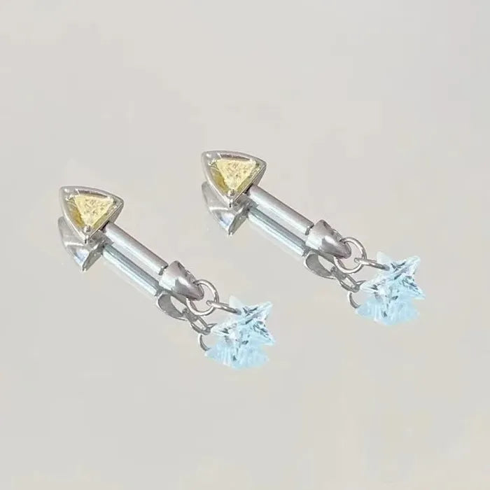 Zinc Alloy Star Cat Ear Stud Earrings for Women Cute Versatile Gift