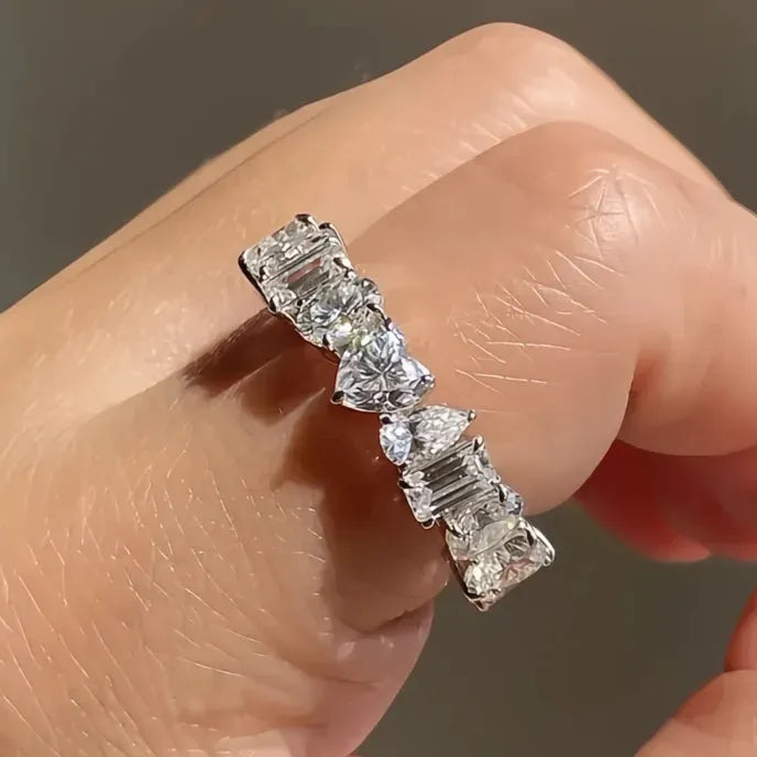 Women’s Geometric Cubic Zirconia Brass Ring Fashion Wedding Party Jewelry