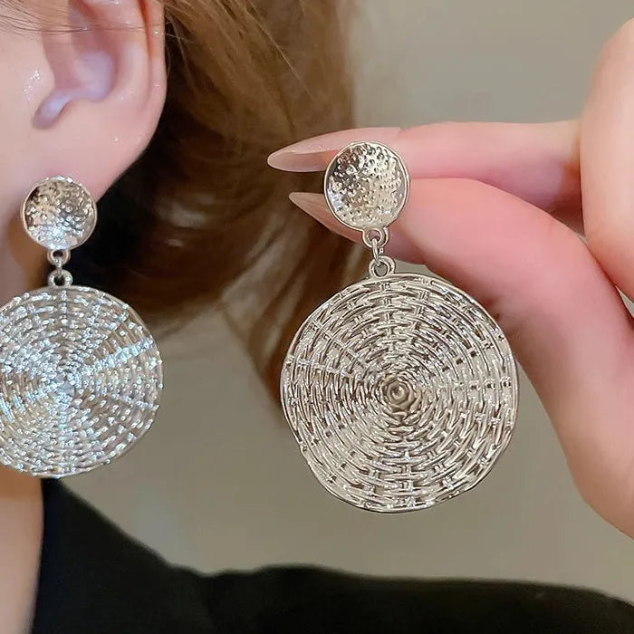 Exaggerated Round Geometric Zinc Alloy Drop Earrings for Women Gift