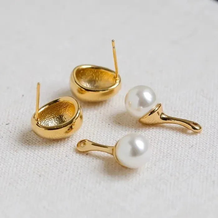 Bean Pearl Stud & Waterdrop Dangle Earrings for Women Zinc Alloy Gift 2026