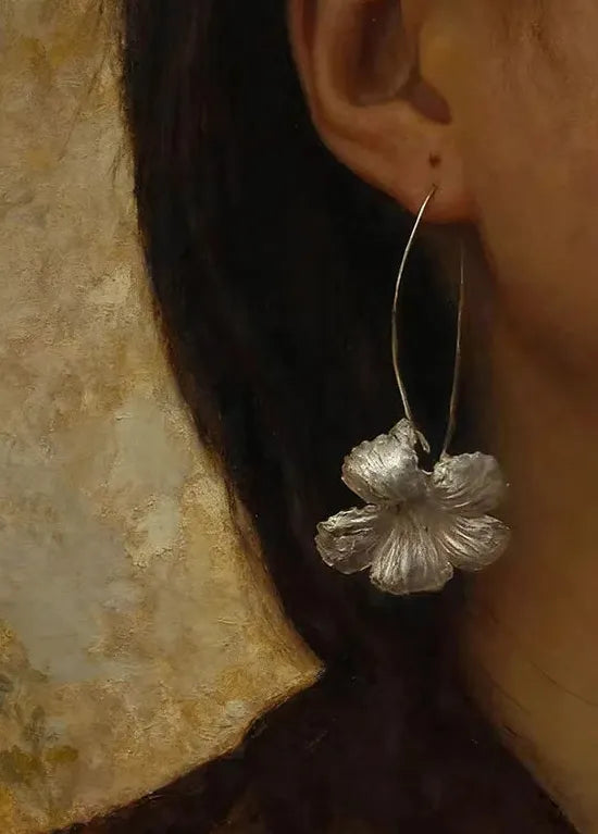 Vintage Floral Copper Dangle Earrings for Women Botanical Nature Jewelry Accessory