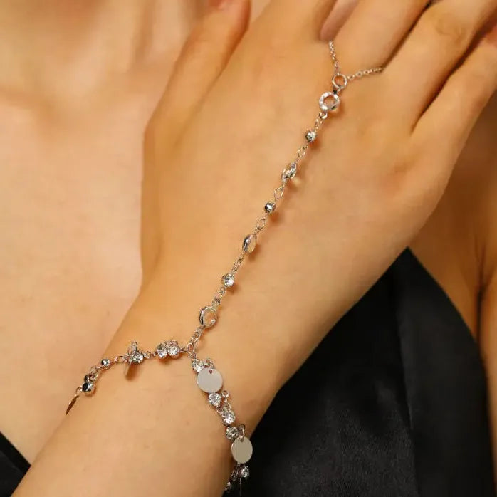 Imitation Zircon Sequin Tassel Beaded Chain Bracelet for Women Jewelry Gift