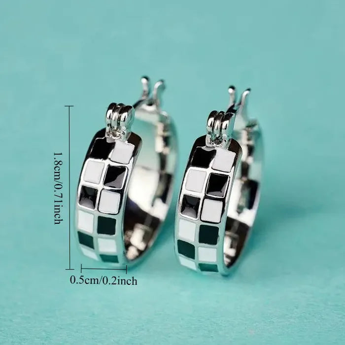 Classic Design Women's Square Resin Inlaid Drop Earrings Copper Jewelry