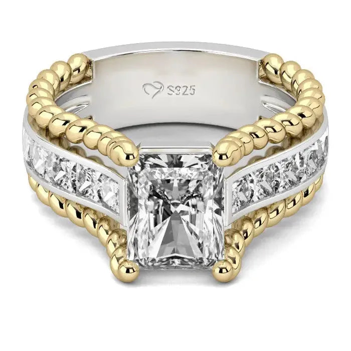 Creative Simple Zinc Alloy and Glass Fashion Ring for Women European American Style