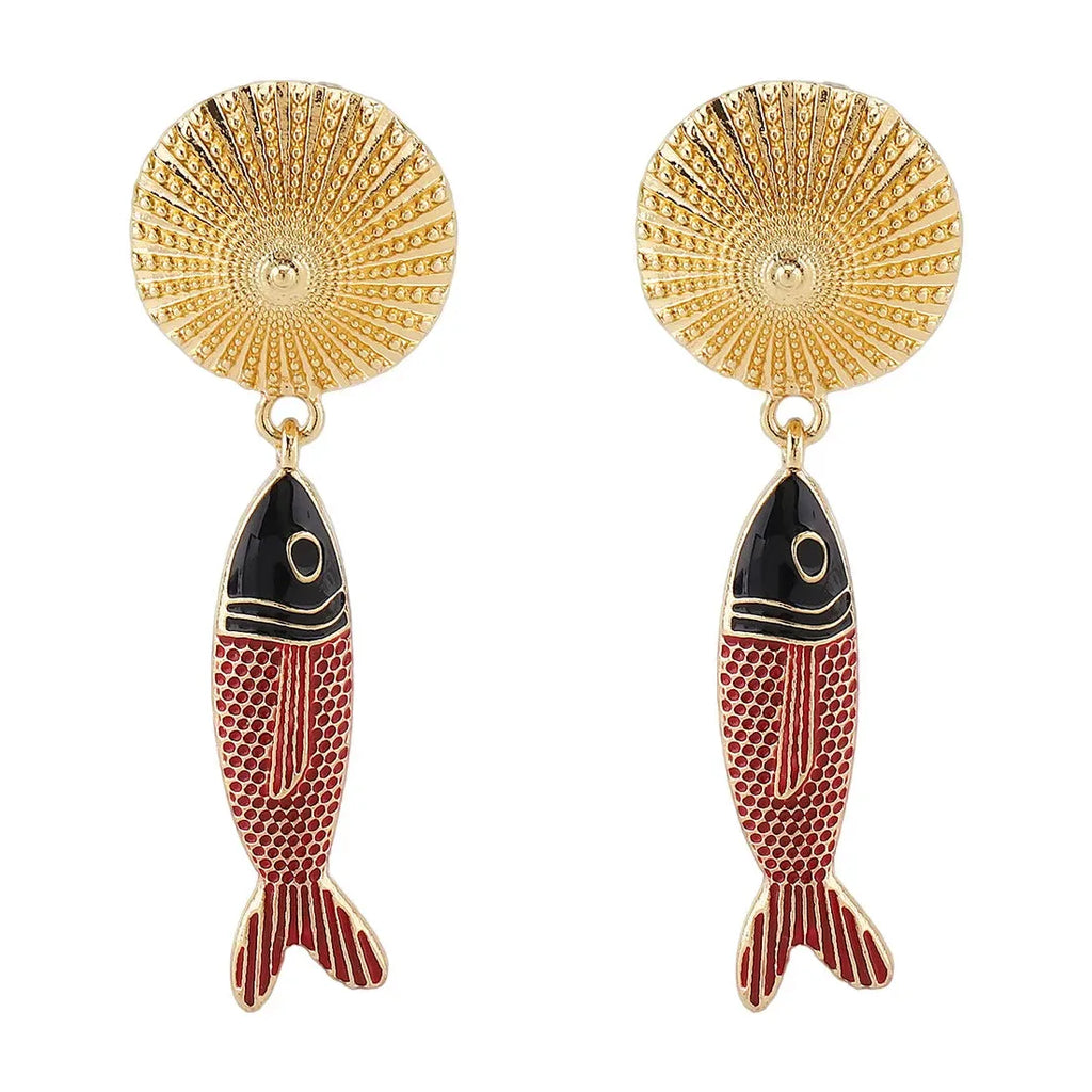 Bohemian Fish Pendant Copper Alloy Earrings Minimalist Summer Jewelry