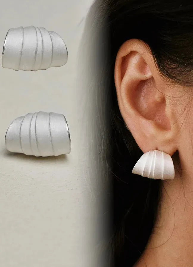 Retro Matte Copper Geometric Shell Pattern Ear Stud Earrings for Women Jewelry