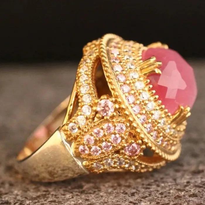 Classic Wedding Engagement Ring Zinc Alloy Cubic Zirconia Crystal Anniversary Gift