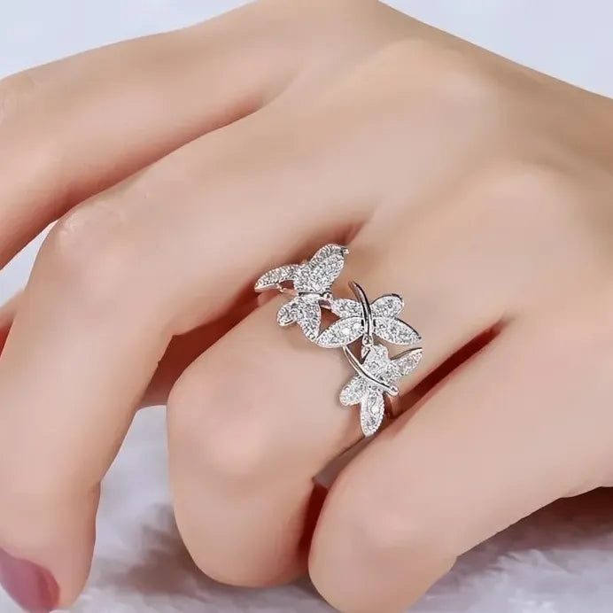 Elegant Sweet Dragonfly Cubic Zirconia Ring for Women Fashion Jewelry
