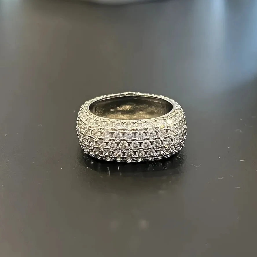 Women’s Geometric Square Band Ring Brass Cubic Zirconia Bling Bling Fashion Jewelry