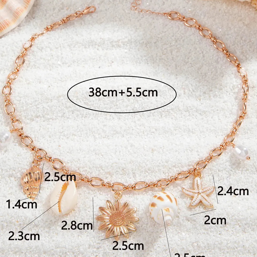 Kpop Boho Starfish Scallops Tassel Pearl Choker Necklace for Women