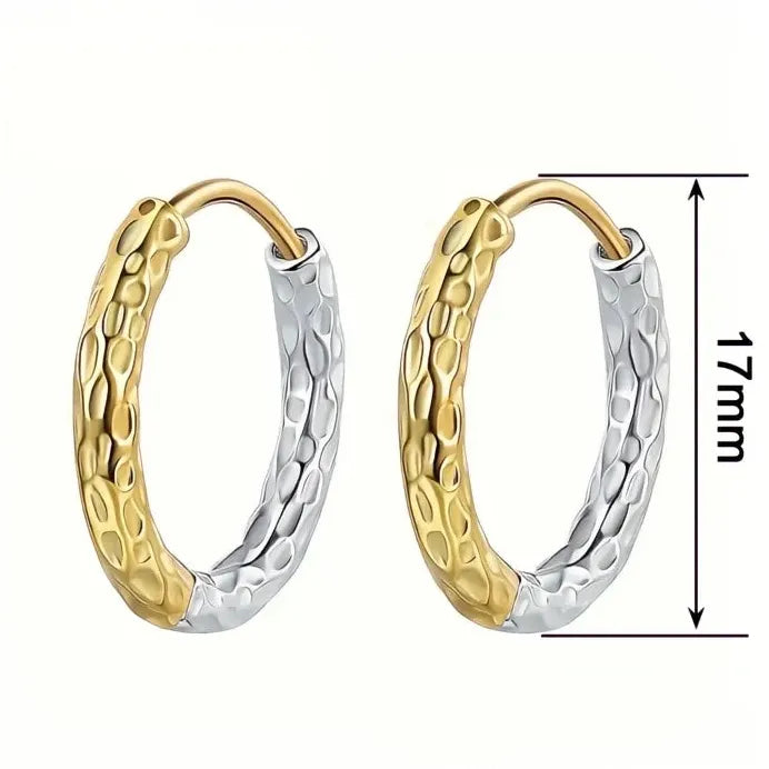 Two Tone Geometric Circle Hoop Earrings for Women Wedding Jewelry