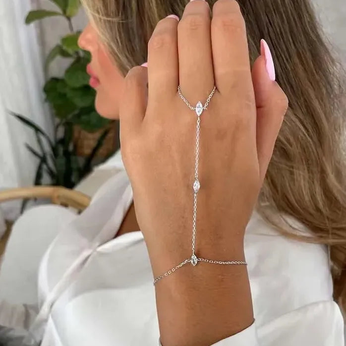 Bohemia Shiny Rhombus Crystal Copper Bracelet Women Thin Chain Jewelry Gift 2025