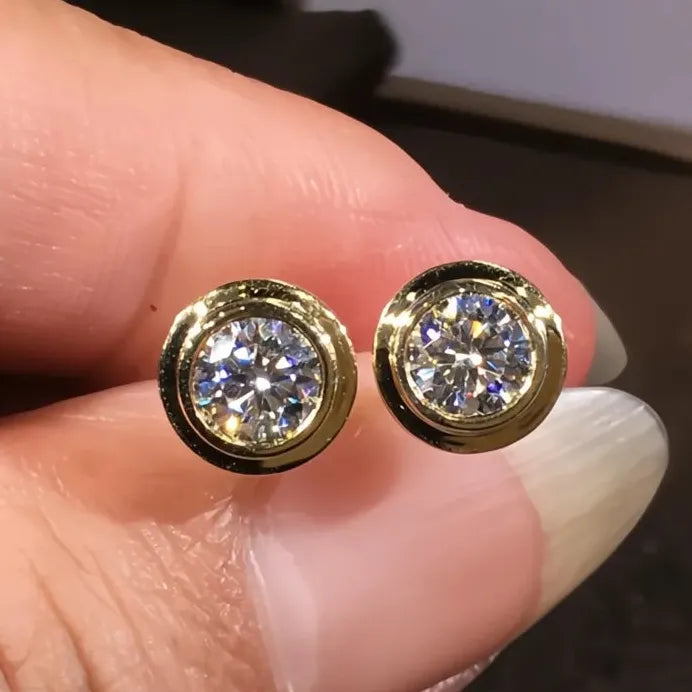 Elegant Gold Geometric Cubic Zirconia Stud Earrings for Women