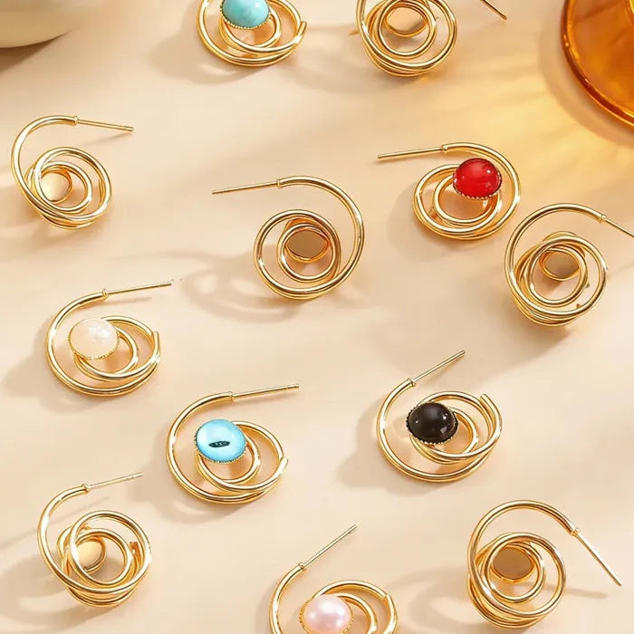 Vintage Zinc Alloy Pearl Drop Earrings Cat's Eye Dangle Jewelry Gift for Women