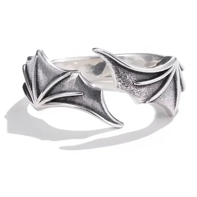 Vintage Angel Wing Demon Eye Adjustable Silver Zinc Alloy Couples Rings