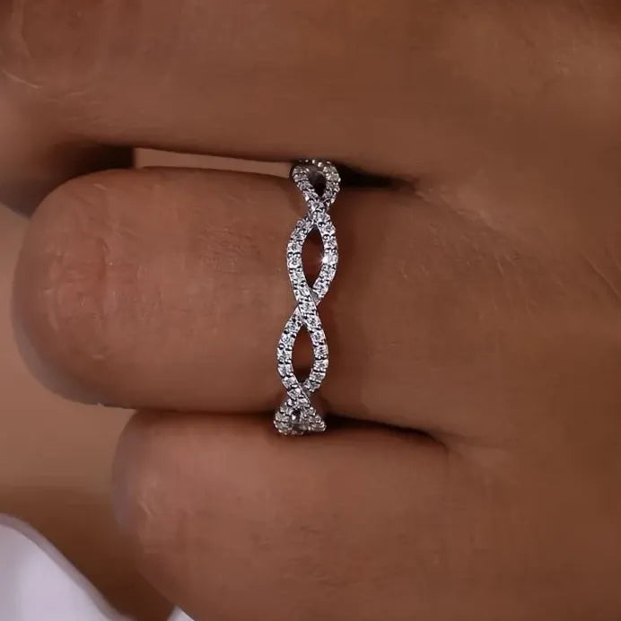 Elegant Twisty Hollow Cubic Zirconia Rings for Women Party Jewelry