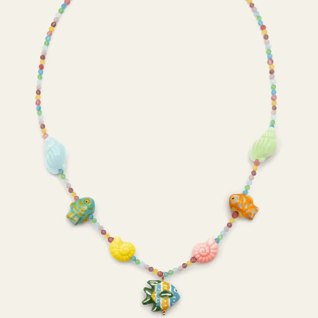 Ocean Series Conch Small Fish Shell Necklace Women Girls Handmade Beaded Choker
