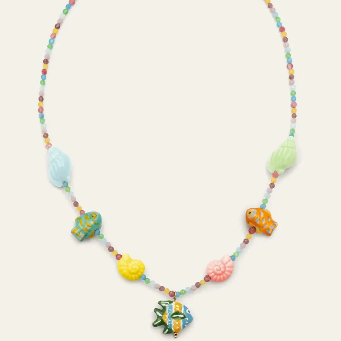 Ocean Series Conch Small Fish Shell Necklace Women Girls Handmade Beaded Choker
