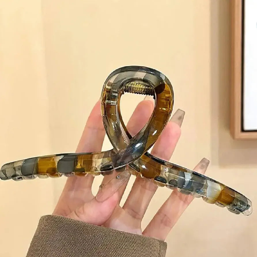 Retro Color Block Acetate Hair Claw Shark Clip for Women Fashion Accessory
