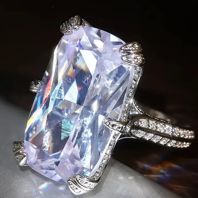 Large Cubic Zirconia Wedding Ring for Women Delicate Brilliant Jewelry