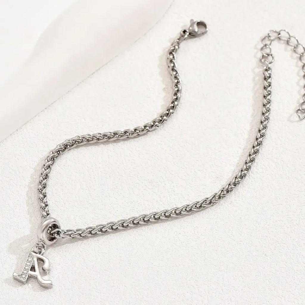 Stainless Steel Punk Initial Alphabet Charm Bracelet for Women Men Hypoallergenic Jewelry Gift Waterproof