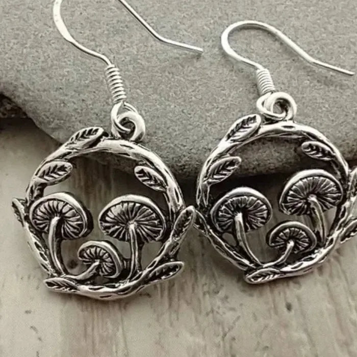 Handmade Bohemian Women's Earrings Zinc Alloy Mushroom Pendant Christmas Gift