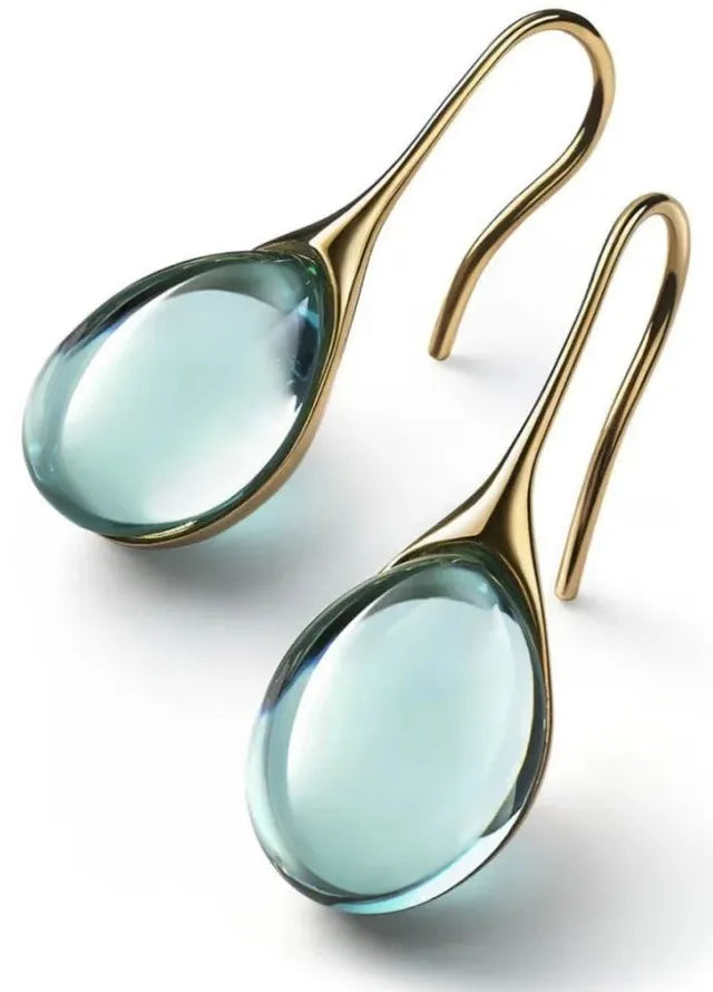 Gold Crystal Hook Dangle Earrings Natural Stone Drop Jewelry for Women Wedding