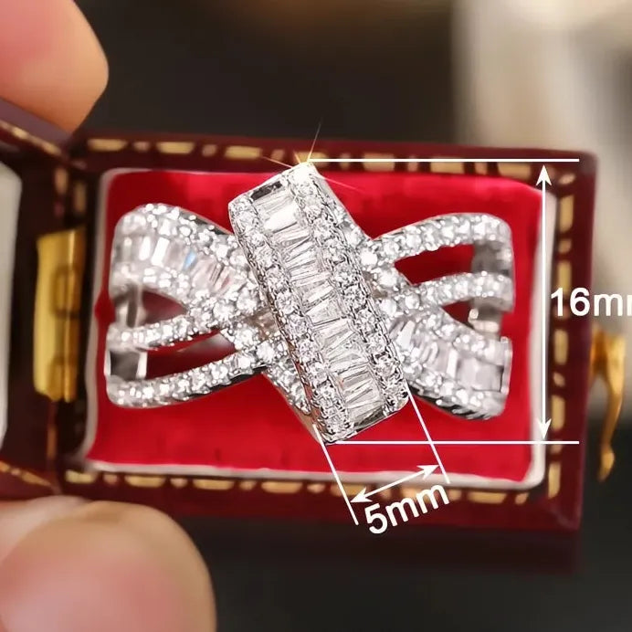 Elegant Bowknot Women’s Cubic Zirconia Brass Cocktail Wedding Ring