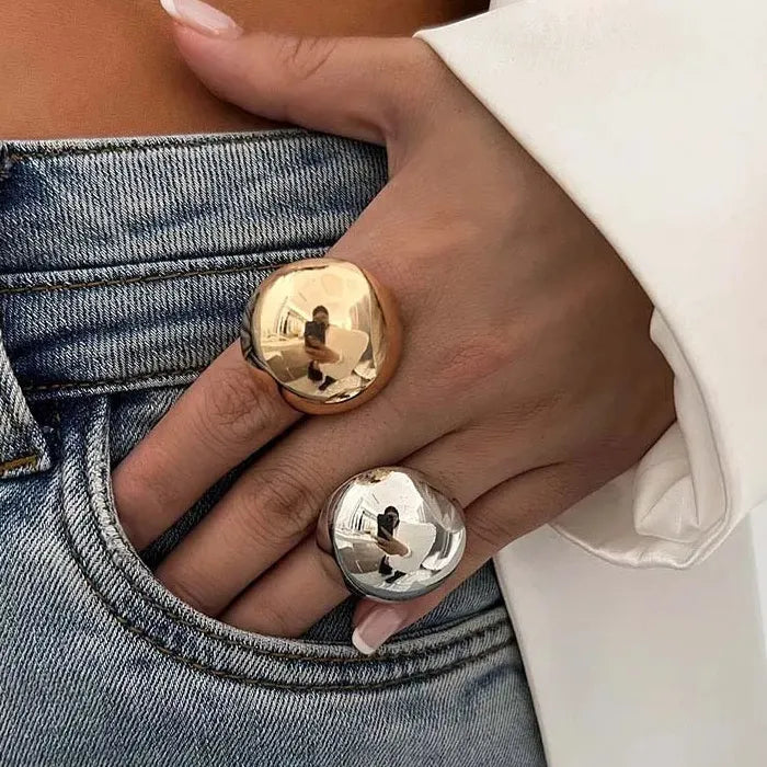 Adjustable Ball Shape Ring for Women Men Gold Silver Fashion Jewelry