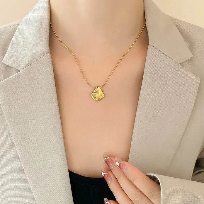 Gold PVD Plated Stainless Steel Pendant Necklace for Women Waterproof Summer Jewelry