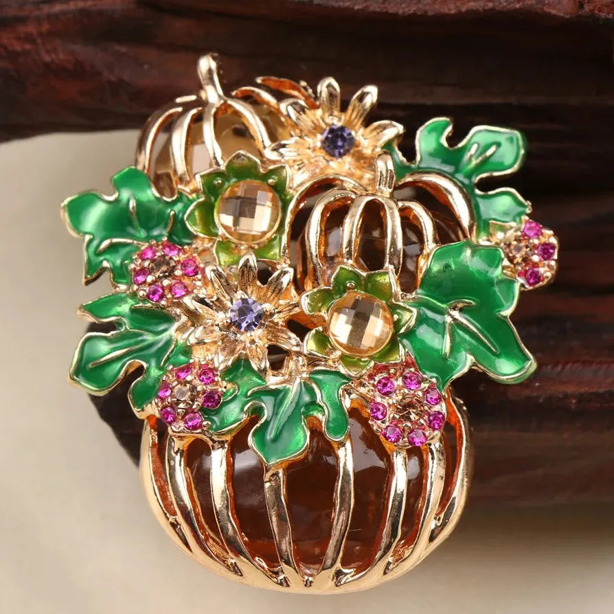 Luxury Halloween Pumpkin Brooch Pin Classic Jewelry Gift for Men Women