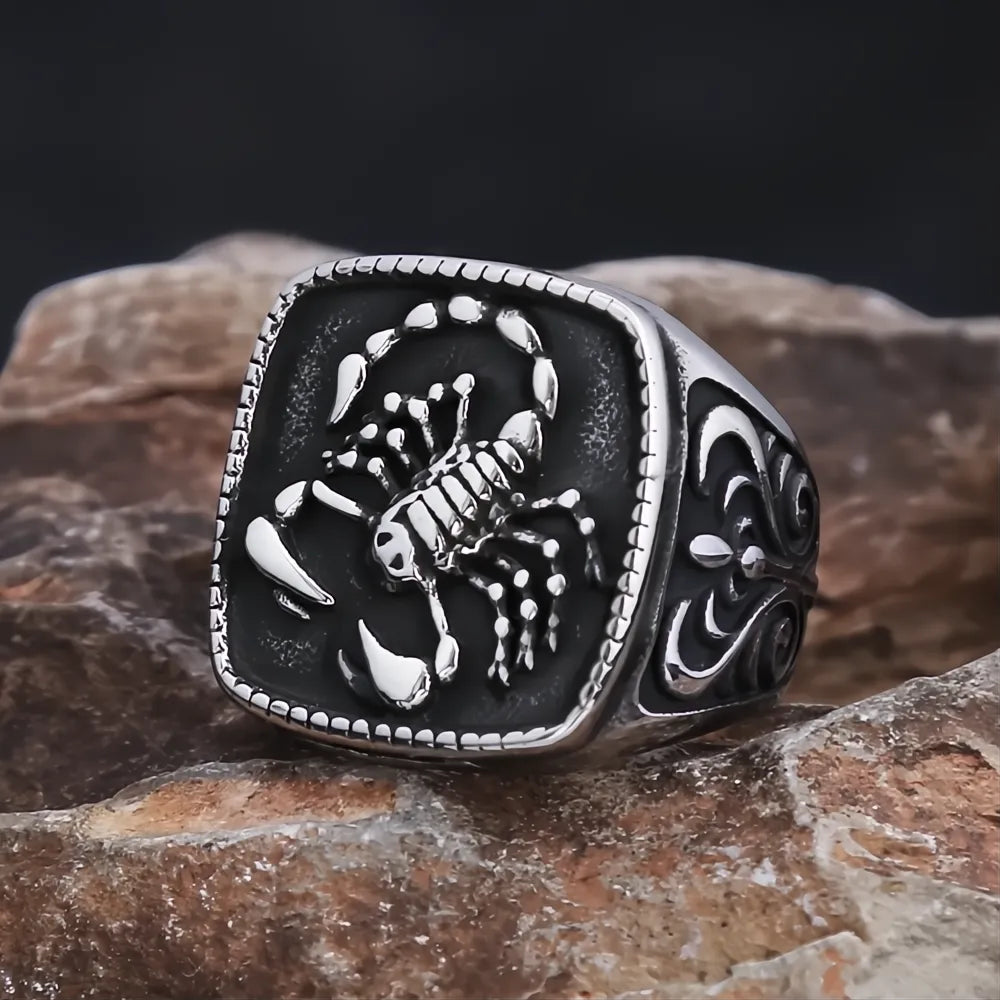 Vintage 316L Stainless Steel Scorpion Ring Unisex Punk Fashion Jewelry for Men Women