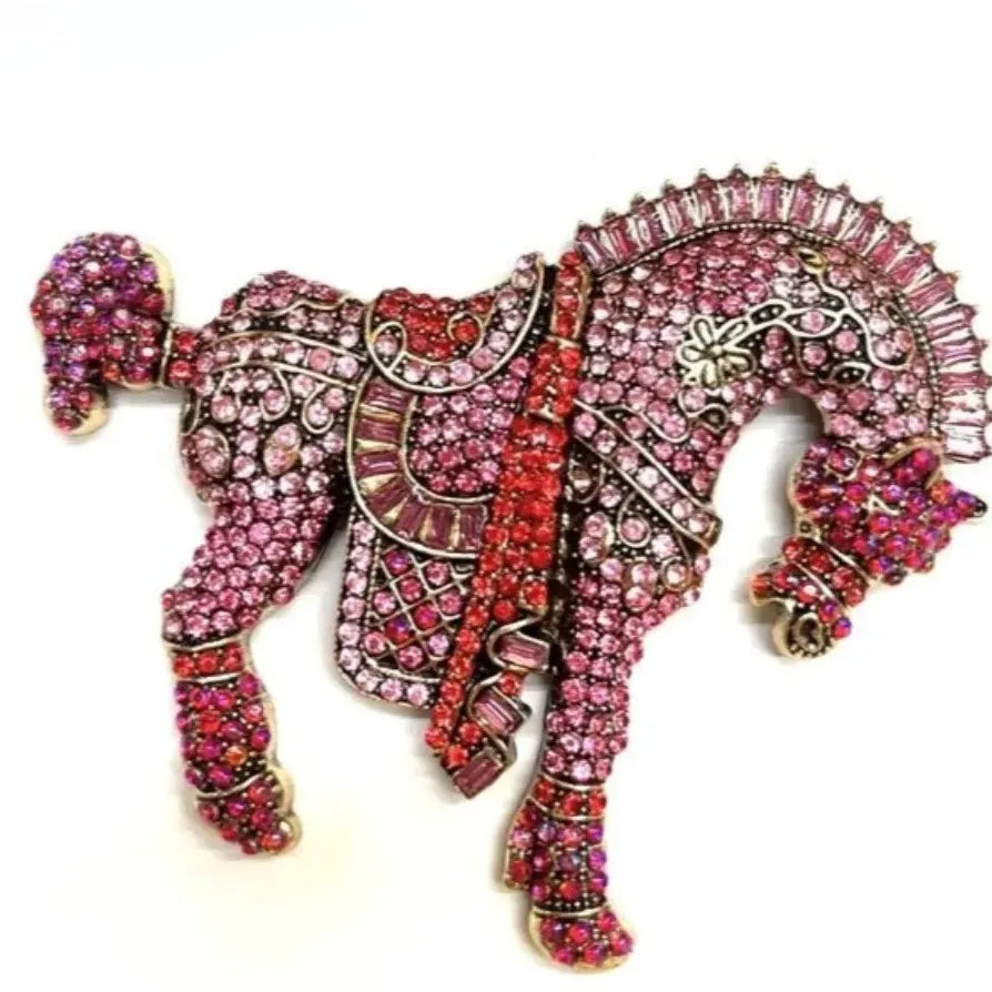 Vintage Rhinestone Tang Sancai Horse Brooch Pin Classic Jewelry for Women