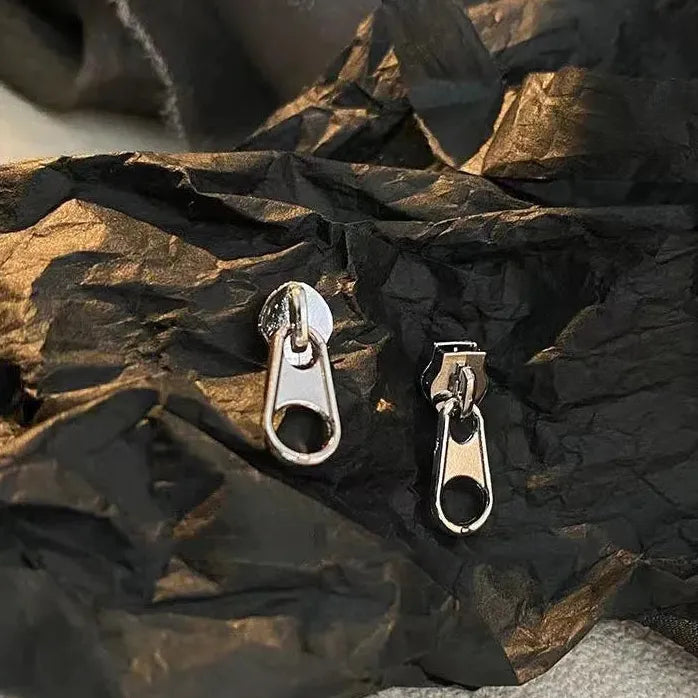 Hip Hop Grunge Zipper Stud Earrings Women Men Punk Metal Jewelry Drop Geometric